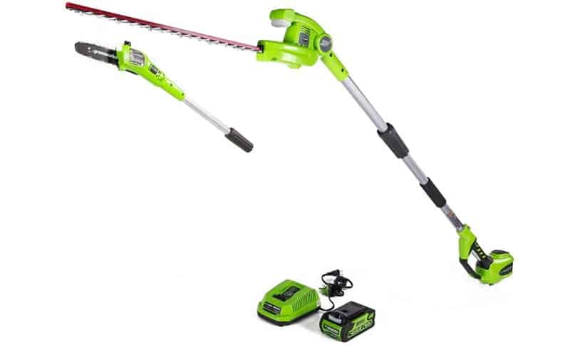 Greenworks PSPH40B210 Cordless Pole Saw with Hedge Trimmer