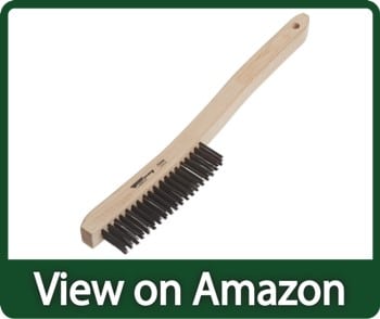 Forney 70504 Wire Scratch Brush Carbon Steel with Curved Wood Handle